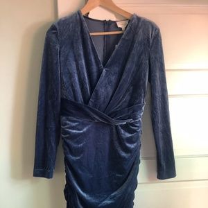 New Bohme Blue Velvet Bodycon Dress